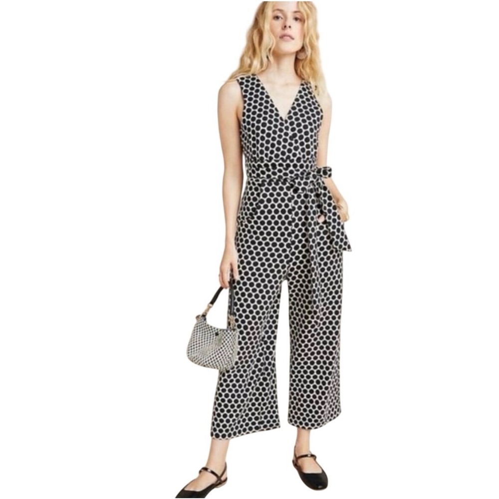NWT Anthropologie Eva Franco Womens Masha Abstract Knit Jumpsuit size M Wide Leg